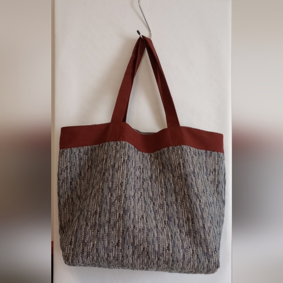 Handmade tote upholstery like fabric lined size 17 1/2. 10 1/2 - Picture 2 of 3